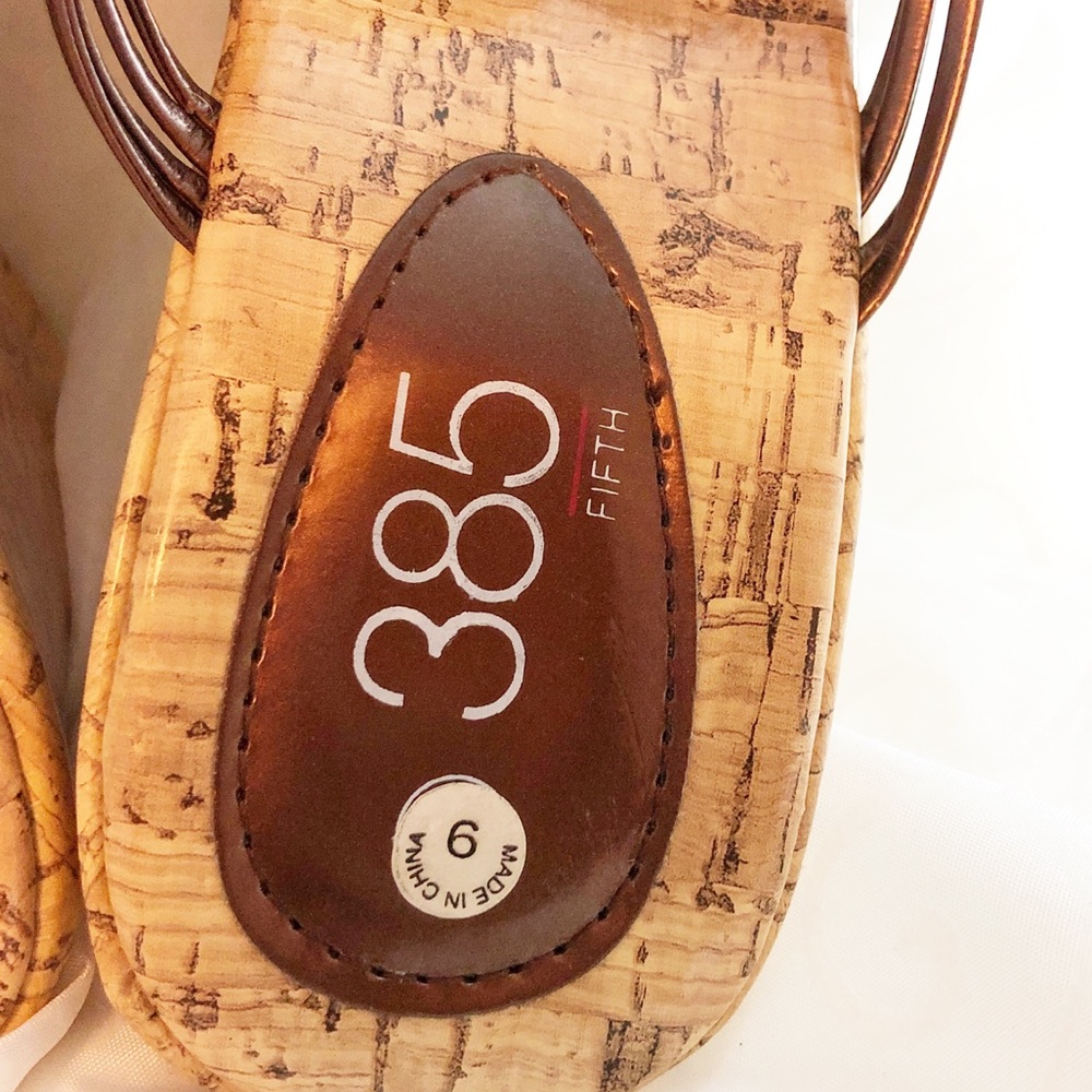 385 Fifth brown shell wedge sandals - Picture 6 of 6